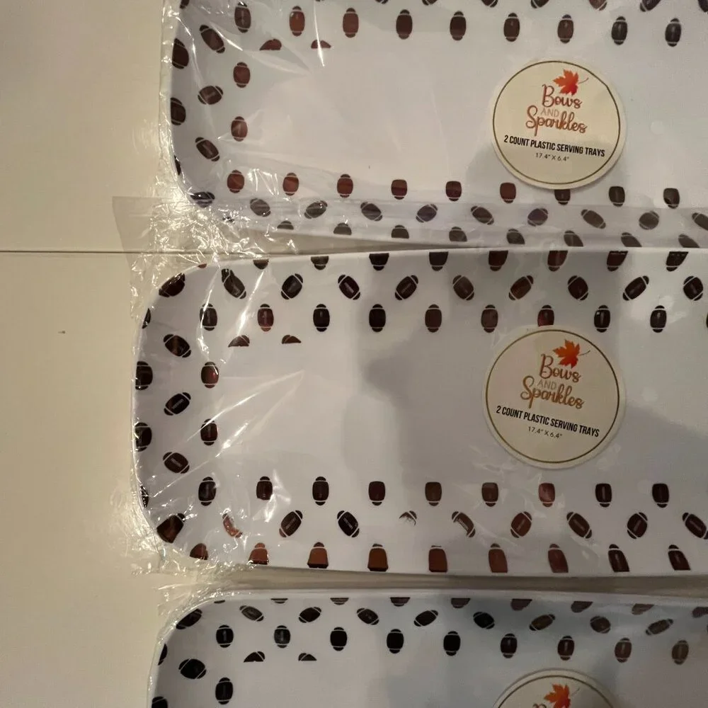 Plastic Football Serving Trays - 6 trays (3 packs / 2 trays per pack) (new/home)